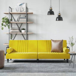 vidaXL - Slaapbank - met - armleuningen - fluweel - geel