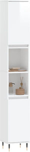 vidaXL - Badkamerkast - 30x30x190 - cm - bewerkt - hout - hoogglans - wit