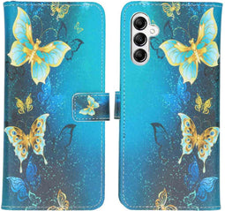 iMoshion Hoesje Geschikt voor Samsung Galaxy A14 (5G) Hoesje Met Pasjeshouder - iMoshion Design Softcase Bookcase - Blauw / Blue Butterfly