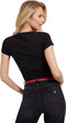 Guess Amilie Tee - Dames T-Shirt V-hals - Merknaam in het rood - Zwart (2022)