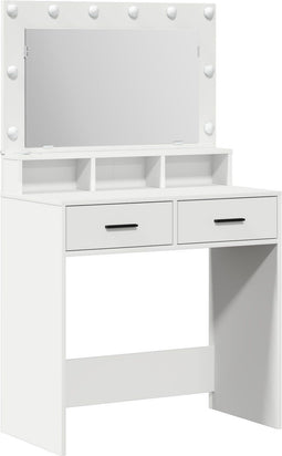 vidaXL - Kaptafel - met - LED-verlichting, - Wit, - 79x41x135 - cm