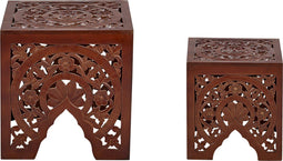 Bijzettafel set van 2 donkerbruin SHUKUR