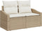 vidaXL - 2-zits - tuinbank - met - opbergruimte - en - kussens - - - beige - poly - rattan