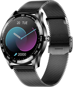 Valante Smartwatch S5 - Smartwatch Dames en Heren - Zwart staal - 44 mm - Stappenteller - Hartslagmeter - Bloeddrukmeter - Saturatiemeter