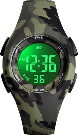 Kinderhorloge - Digitaal - Stopwatch - Waterdicht 5 ATM - Legergroen