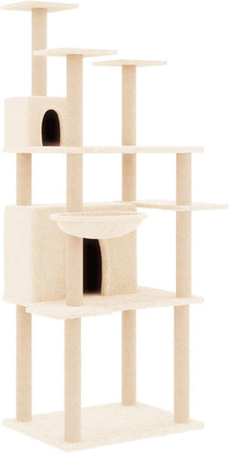 vidaXL - Kattenmeubel - met - sisal - krabpalen - 166 - cm - crèmekleurig