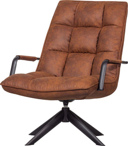 WOOOD Jouke Draaifauteuil - Kunstleer - Cognac - 96x70x85