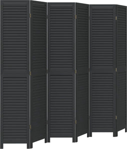 vidaXL - Kamerscherm - met - 6 - panelen - massief - paulowniahout - zwart