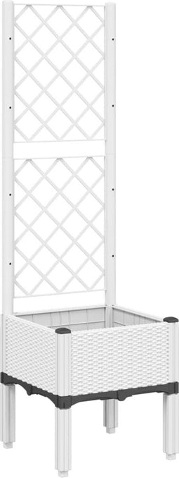 vidaXL - Plantenbak - met - latwerk - 40x40x142 - cm - polypropeen - wit