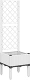 vidaXL - Plantenbak - met - latwerk - 40x40x142 - cm - polypropeen - wit