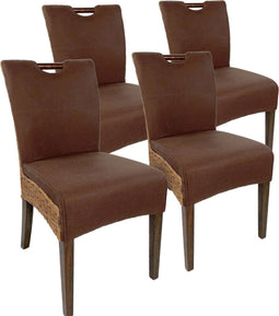 SVJ Eetkamerstoelen Vierkant - 59x45x91 cm - Rotan - Bruin - Set van 4