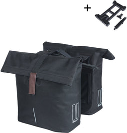 Basil City - Dubbele fietstas MIK - 28-32 Liter - Waterafstotend - Reflectie - Zwart