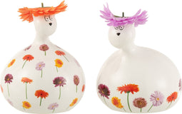 J-Line figuur Kat Gerbera - keramiek - mix - large - 2 stuks