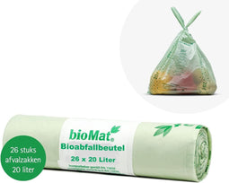 BioMat Composteerbare Vuilniszakken - 26 x 15 liter - EN 13432 Certified - OK Compost Home - Made in Germany