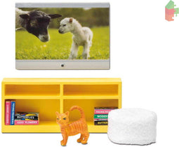 Lundby Set - Tv Met Meubel Geel