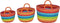 J-Line Set Van 3 Mand Regenboog Strepen+Handvaten Zeegras Mix