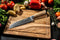 Arbaer Santoku Koksmes 18,5 cm - Damascus Staal - Olijfhouten handvat - Japans