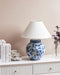ARUNCA - Tafellamp - Wit/Blauw - Porselein/Linnen
