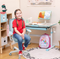 Costway Ergonomische Kinderstoel - Hoogte verstelbaar - Gebogen rugleuning - Wit/blauw
