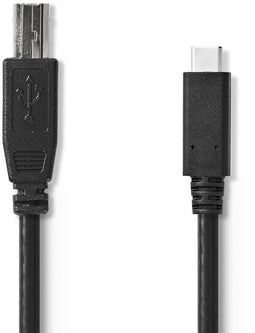 Nedis CCGP60650BK10 - USB B naar USB type-C kabel - 100 cm - Zwart