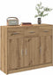 vidaXL - Dressoir - 91x28x75 - cm - bewerkt - hout - artisanaal - eikenkleur