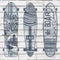 Urban Friends & Coffee Behang surfplanken blauw en wit