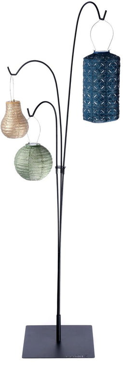Lumiz Terras Standaard - Solar Tuinverlichting - Tuinverlichting op zonne energie - Hanglamp - Decoratie - Tuinlampjes - Tuinverlichting op zonneenergie - Zwart Metaal - 192 cm