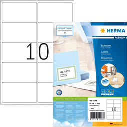 Herma - Adress-etiketten A4 - Zelfklevend 99.1x57 mm - Wit (1000 st.)