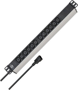 Brennenstuhl Alu-Line 19" - Stekkerdoos 12-voudig - Aluminium - Zwart/Zilver
