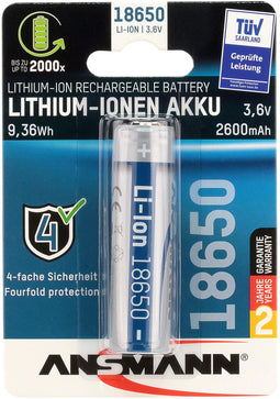 Ansmann 18650 - Li-Ion batterij 2600mAh 3,6V met beveiliging PCB
