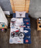 LINNICK Kinder Dekbedovertrek 100% katoen Road King - navy 140x200cm - Tiener Dekbedovertrek 1 persoons