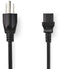 Nedis Stroomkabel - USA Male - IEC-320-C13 - Recht - Recht - Vernikkeld - 2.00 m - Rond - PVC - Zwart - Envelop
