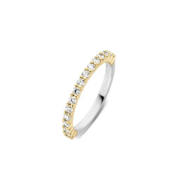 TI SENTO Dames Ring - 925 zilver - Zirkonia met geel verguld - Maat 16.00 mm / maat 50 - 1918ZY