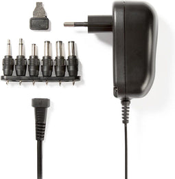 Nedis ACPA001 - Universele AC-Stroomadapter - 12 W - 3-12 V DC - 1.80 m - 2.0 A - 6 plug(s) - Zwart