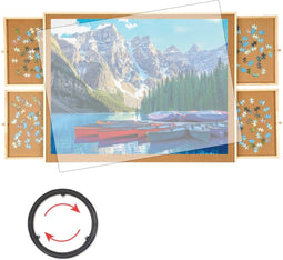 Diydash Puzzelmat - Puzzeltafel 1000 stukjes - 4 lades - Draaibaar - Hout