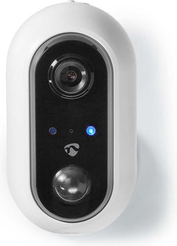 Nedis SmartLife Camera voor Buiten - Wi-Fi - Full HD 1080p - IP65 - Max. batterijduur: 4 Maanden - Cloud Opslag (optioneel) / microSD (niet inbegrepen) - 5 V DC - Met bewegingssensor - Nachtzicht - Wit
