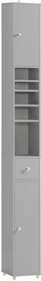 SoBuy BZR34 - Badkamer Opbergkast Kolomkast - 5 open niveaus 1 lade 2 deuren - Grijs