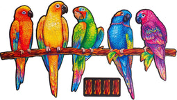 UNIDRAGON Houten Puzzel Voor Volwassenen Dier - Speelse Papegaaien - 620 stukjes - Royal Size 72x40 cm