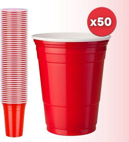 Aerend - Rode Plastic Bekers - Set van 50 Stuks 473 ml - Herbruikbaar