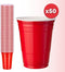 Aerend - Rode Plastic Bekers - Set van 50 Stuks 473 ml - Herbruikbaar