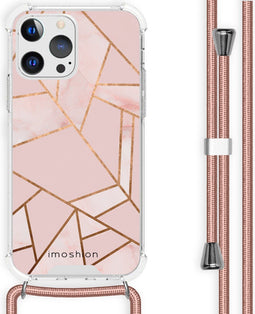 iMoshion Hoesje Geschikt voor iPhone 13 Pro Hoesje Met Koord - iMoshion Design Hoesje met Koord - Goud / Pink Graphic