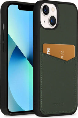 Accezz iPhone 13 - Back Cover - Premium Leather Card Slot - Groen