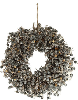 PTMD Gedroogde Krans Bessen - 40 x 12 x 40 cm - Bevroren wit