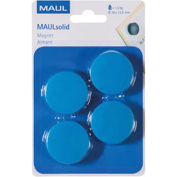 Maul - magneet Solid, 38 mm, trekkracht 1,5 kg, blister van 4 stuks, blauw
