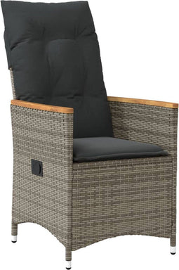 vidaXL - Tuinstoel - verstelbaar - met - kussens - poly - rattan - grijs