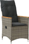vidaXL - Tuinstoel - verstelbaar - met - kussens - poly - rattan - grijs