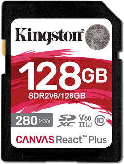 Kingston Canvas React Plus V60 - SDXC Geheugenkaart 128GB - UHS-II 280MB/s Lezen 100MB/s Schrijven