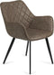 LIFA LIVING Genua - Kuipstoel met Armleuning - Bruin Kunstleer - Set van 2 (2 stuks)