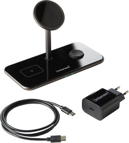 Intenso MB13 - 3in1 Magnetic Wireless Charger - Snelladen tot 15W - Zwart