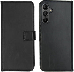 Selencia Samsung Galaxy A15 - Echt Lederen Bookcase - 3 Pashouders - Zwart